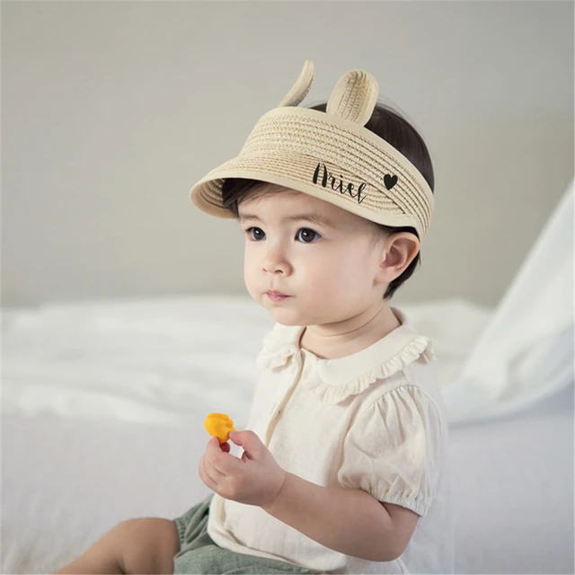 Personalized Bunny Ears Kids Straw Sun Hat with Visor Cute Kids Beach Straw  Hat Custom Name Adjustable Kids Summer Straw Hat - AliExpress