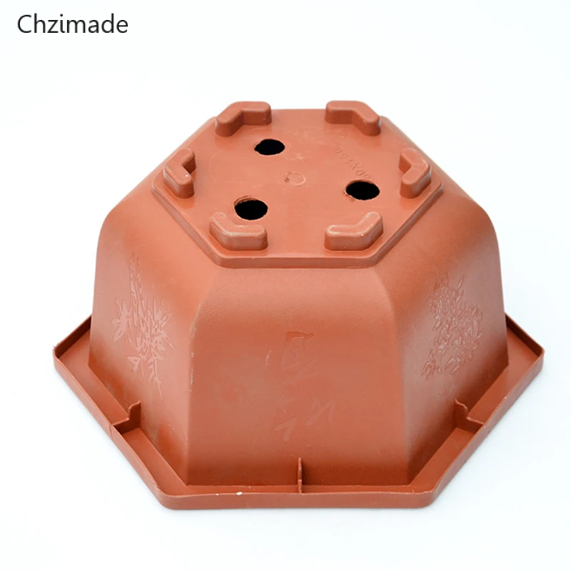 Chzimade шестиугольный пластиковый цветочный горшок бонсай для небольших цветочных растений горшок зеленый ящик для растений украшение дома