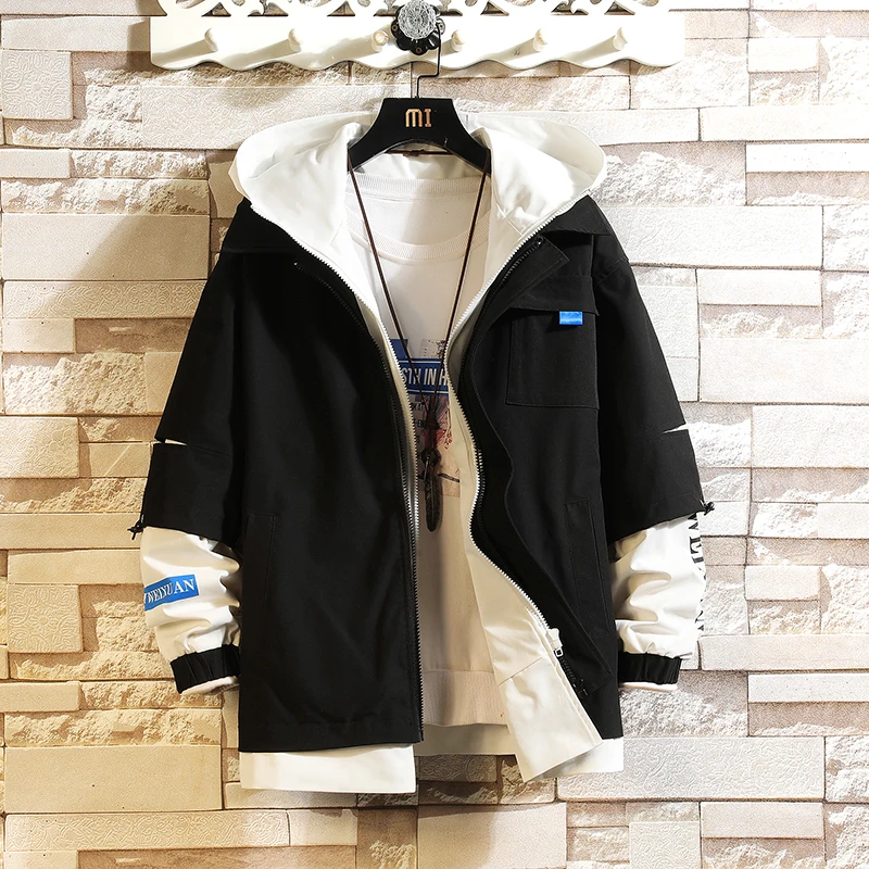 2023 Spring Mens Jacket And Coats Slim Fit Cotton White Black Ripped Hole Coats Outwear Plus Size 5XL 6XL 7XL