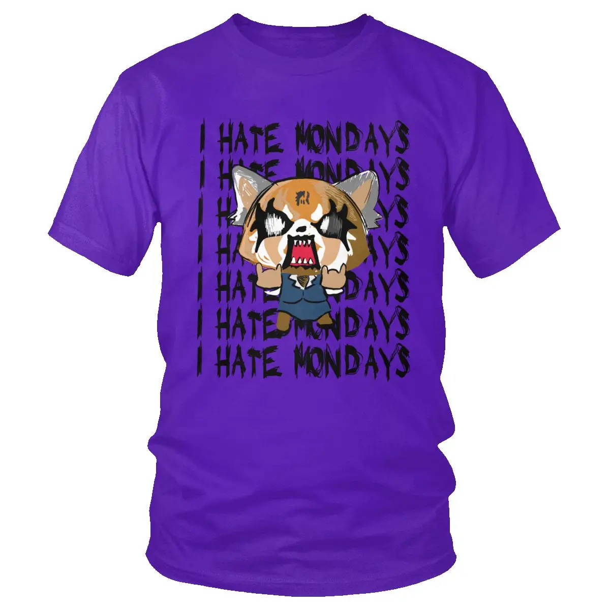 Мужская японская футболка Aggretsuko aggression Retsuko, уникальная футболка I Hate Mondays, хлопковая футболка с короткими рукавами, футболка с японским аниме, подарок - Цвет: Фиолетовый