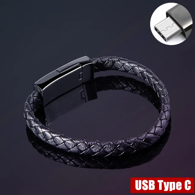 Micro usb type C кабель синхронизации данных и зарядки для Oneplus 6t 7t Pro Кожаный браслет зарядное устройство Шнур для huawei Nova 6 SE 5z Enjoy 10 - Цвет: Type C