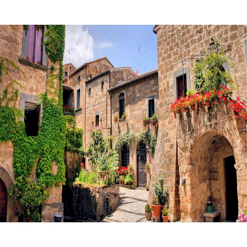 

Oil Painting By Numbers Ivy Landscape Framed Acrylic Paint Modern Wall Art HandPainted Coloring Pictures Carnival Home Decor New