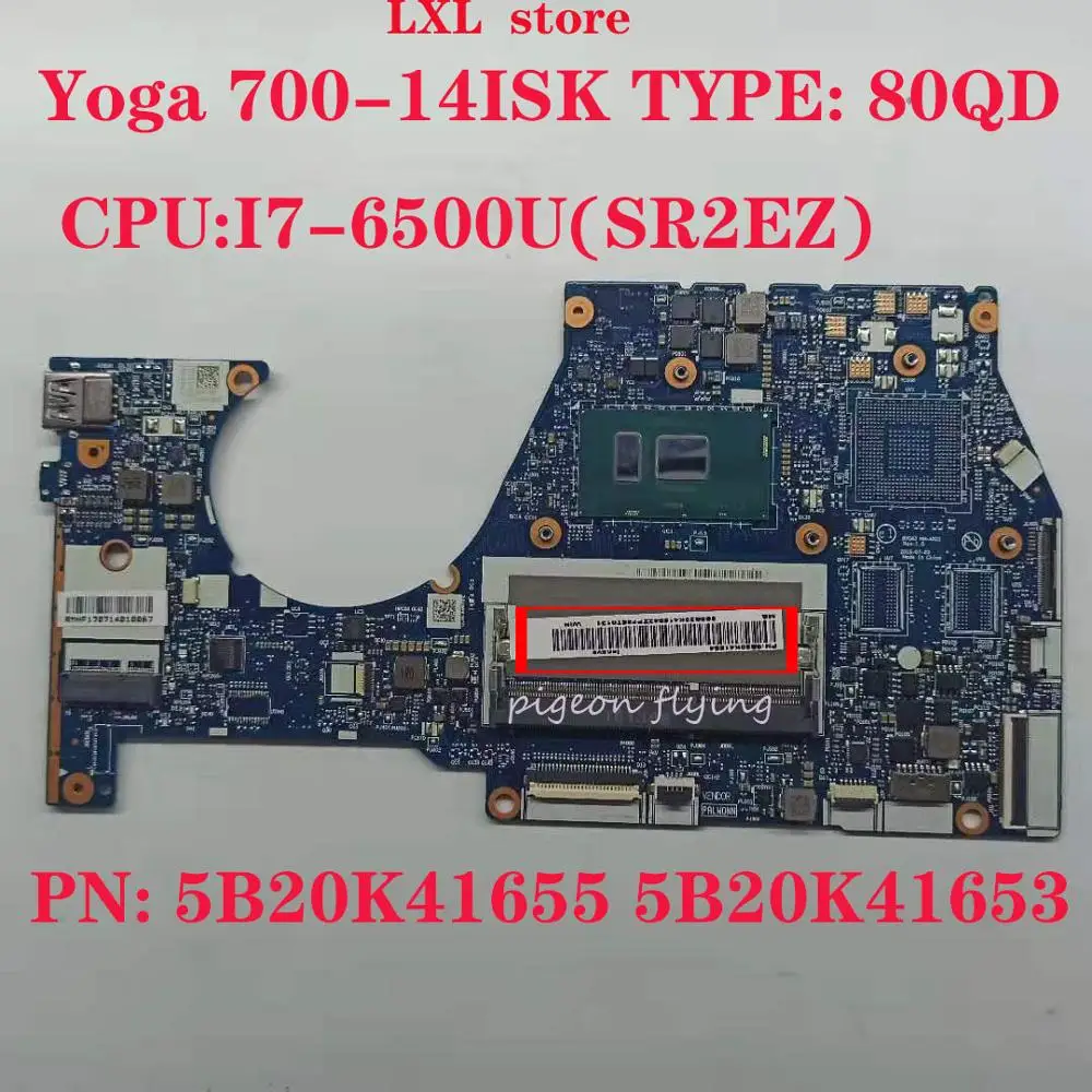 Promo  YOGA 700-14ISK motherboard Mainboard for lenovo ideapad laptop 80QD BYG43 NM-A601 CPU:I7-6500U DDR3