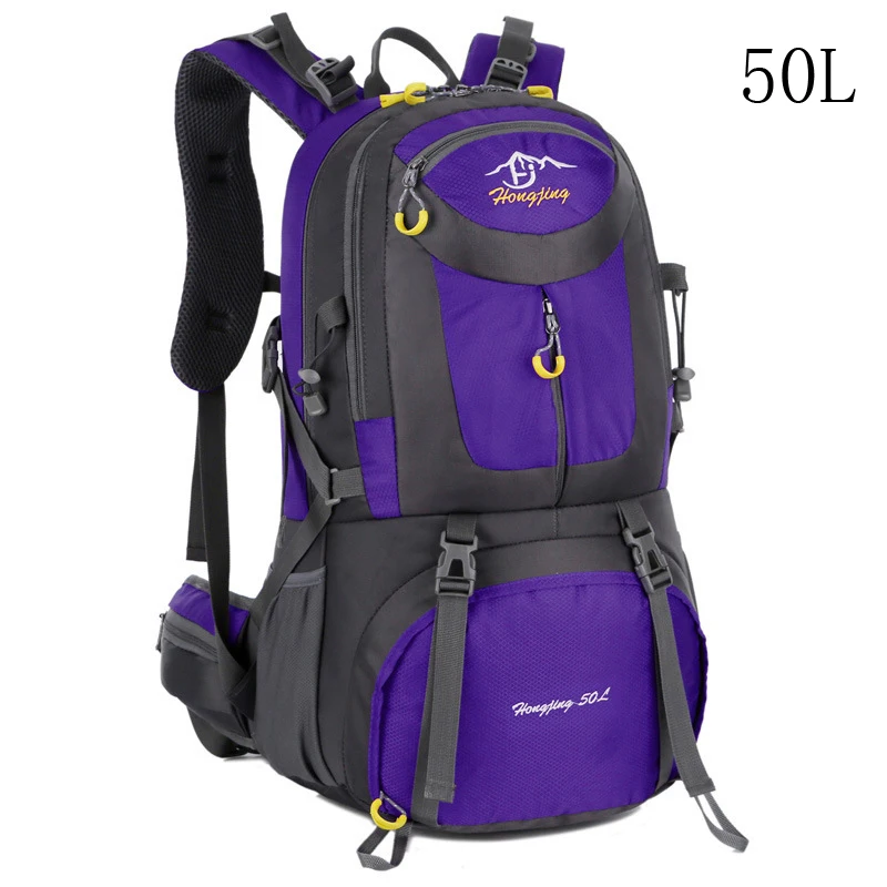 Purple 50L Открытый водонепроницаемый рюкзак для мужчин 40л 50л 60л большой емкости нейлон треккинг Альпинизм спортивная сумка для женщин походный Кемпинг путешествия рюкзак - Цвет: Purple 50L
