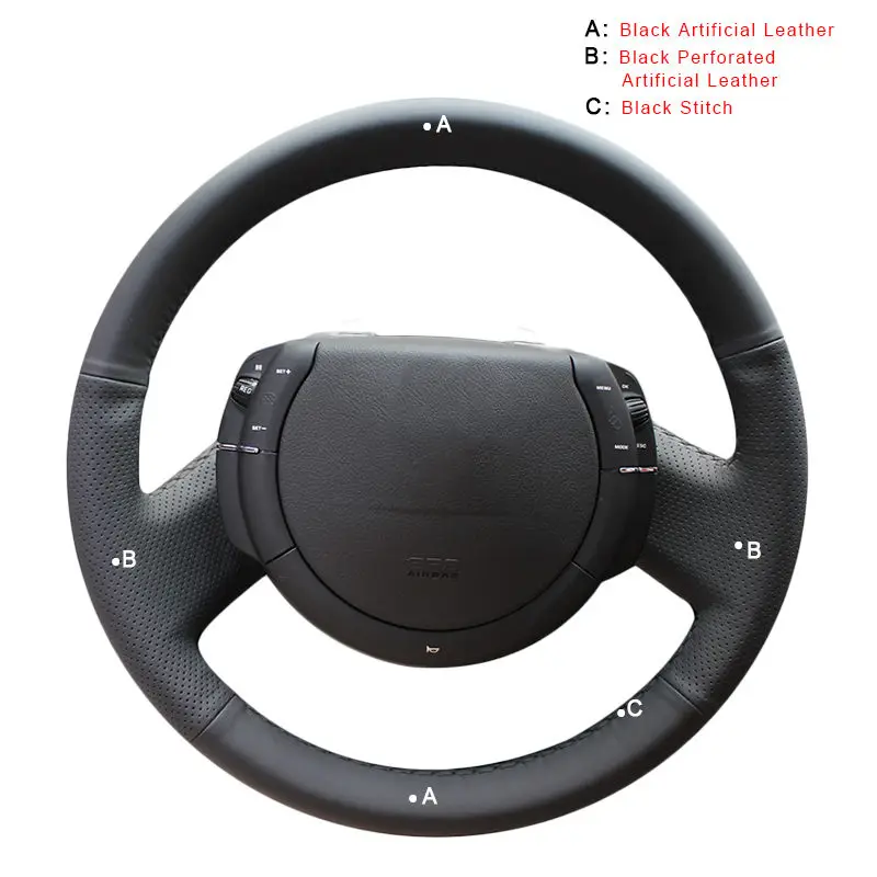 Автомобильная оплетка на рулевом колесе Крышка для Citroen Triumph C4 2005-2010 DIY Авто оплетка крышки автомобиля-Стайлинг Аксессуары для интерьера - Название цвета: Artificial Leather