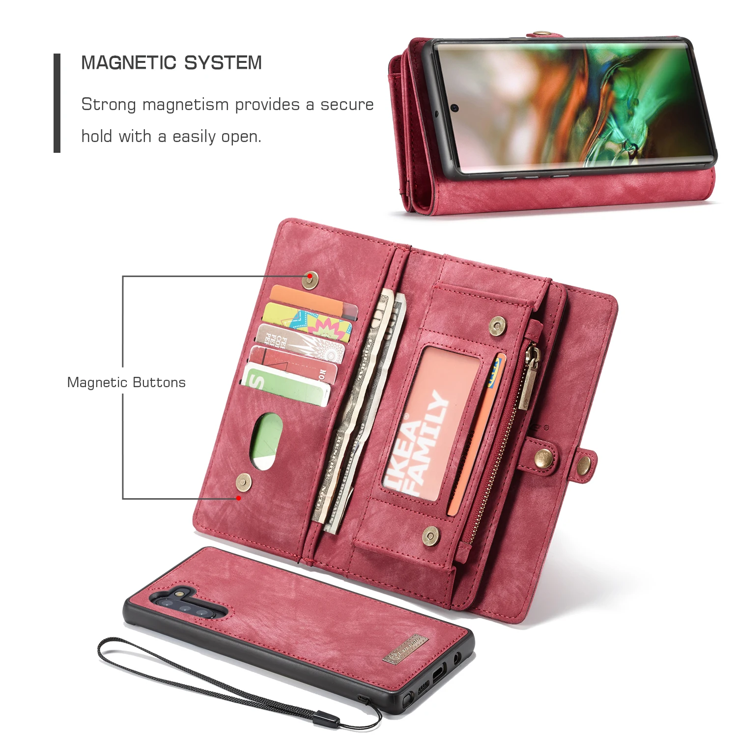 Винтажный Магнитный кожаный чехол CaseMe для samsung Galaxy Note 10 Pro Plus, флип-чехол, чехол-бумажник для samsung Galaxy Note10