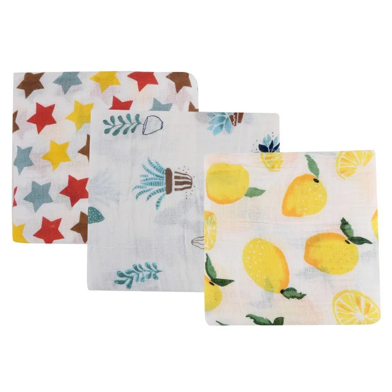 Color As Picture Baby Blankets Baby Swaddles 3PCS/Set 120*120cm Cotton Soft Blankets Newborn Bath Swaddles Infant Gauze Wrap Sleepsack W - Цвет: Color As Picture