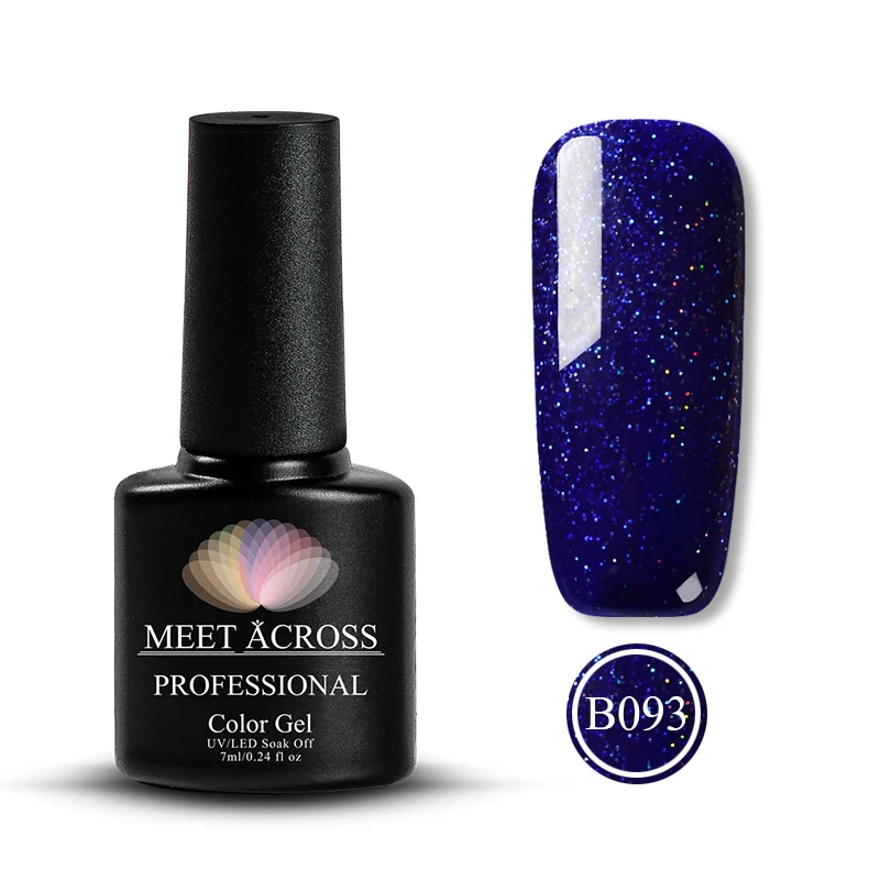 MEET ACROSS 7ml UV Gel Nail Polish Holographic Glitter Sequins Gel Lacquer Semi Permanent Soak Off Nail Art Gel Polish Varnish - Цвет: EEM37035