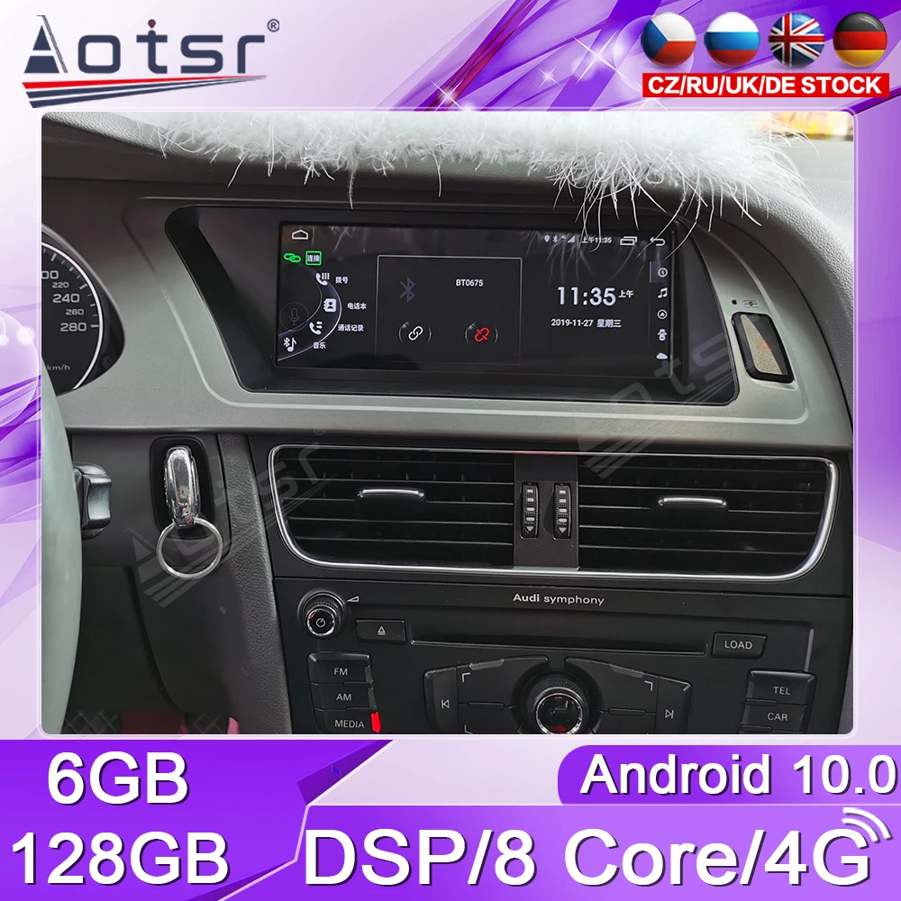 

4+128G Android 10 For Audi A4L 2013 2014 - 2016 GPS Navigation Radio Multimedia Receiver Screen Stereo Audio Recorder Head Unit