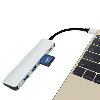 

Computer Peripheral Hub Type-C USB 3.0 to 4K HDMI USB 3.0 SD TF Card Reader 6 in 1 Hub Adapter for PC