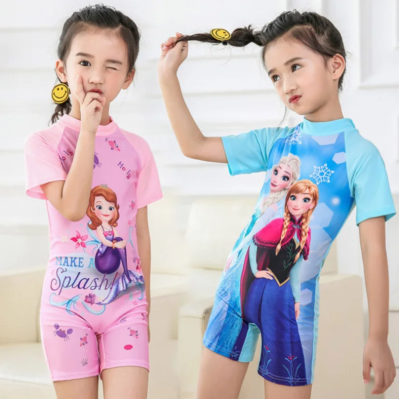 

3-12Y Baby Girls Mermaid Swimsuit One Piece Bikini Anna Elsa Princess Dress Cartoon Pattern Bathing Suits Swimwear Bikini Beach