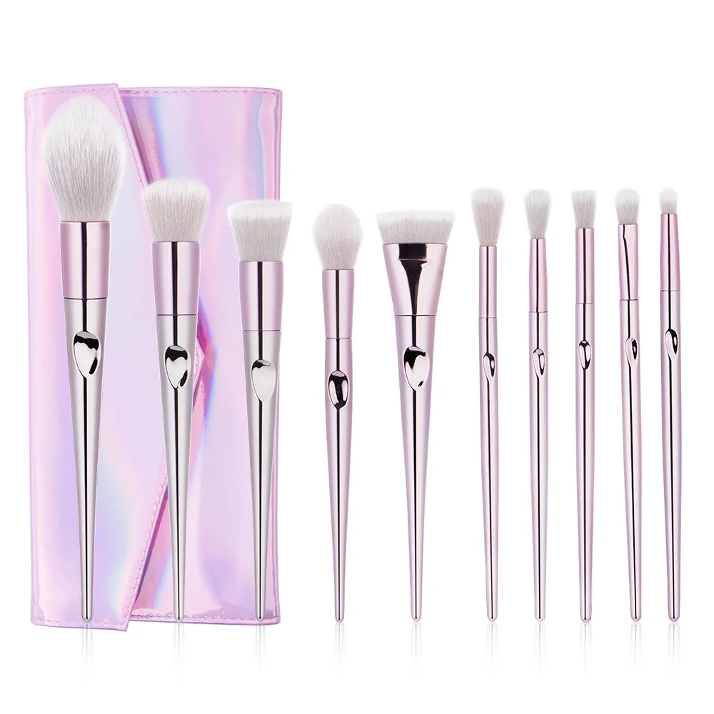 

Hot Sales 10 Thumb Electroplated Handle Makeup Brush Heart Shape Makeup Brush Blush Brush Powder Brush Beauty Tool