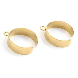 6mm 10mm Stainless Steel Open Adjustable Rings Gold Color Metal Round W/ Loop DIY Making Rings Jewelry Findings 18.1mm(US Sie 8)
