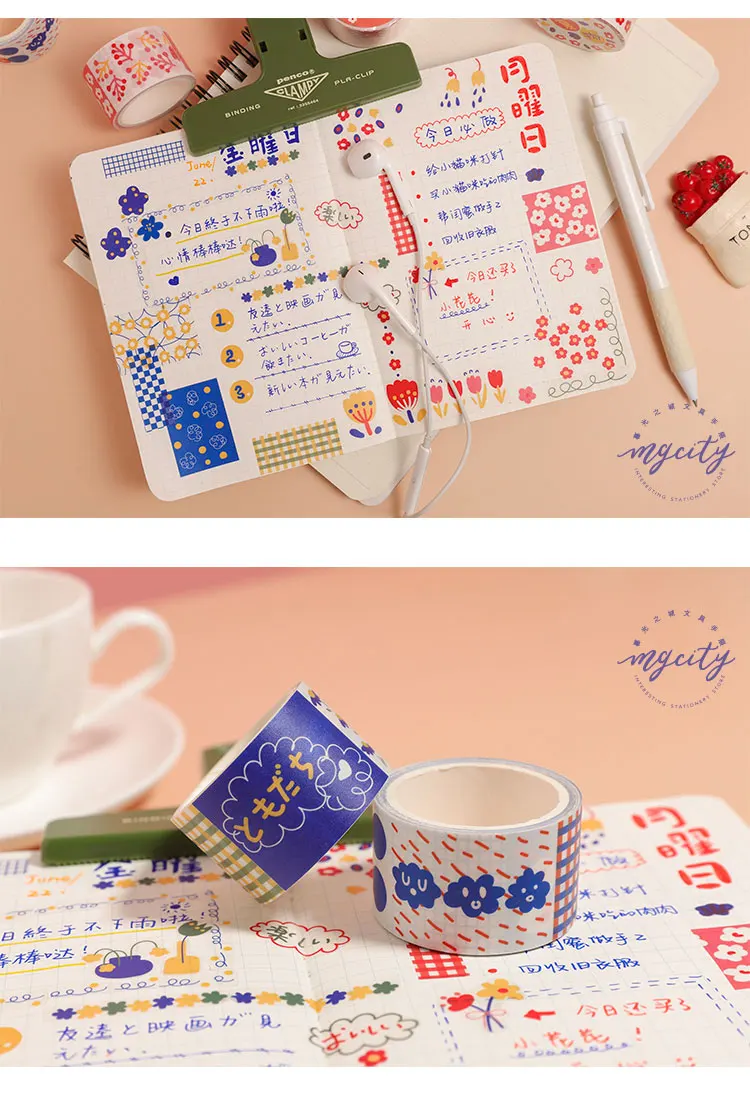 Креативный милый коллаж серии цветочный декоративный васи лента Набор японских бумажных наклеек Scrapbooking Этикетка Клей