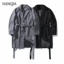 Мужской Длинный плащ в британском стиле, шерстяная ткань, осенний и зимний модный Тренч с вышивкой, серый и черный цвета