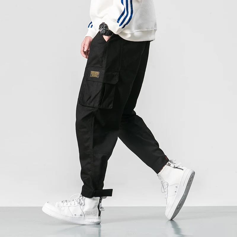 Men Trousers Cotton Multi-pocket Elastic Waist Design Harem Pant Street Punk Hip Hop Casual