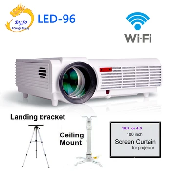 

New LED96 With Android System And WIFI Video HDMI USB DVB-T 1280x800 Full HD 1080P Home Theater 3D LED projector