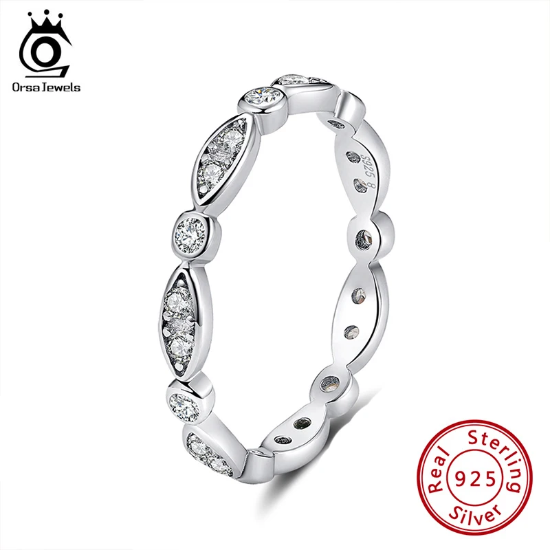 ORSA JEWELS 925 пробы серебряные женские кольца ААА фианит модное свадебное кольцо