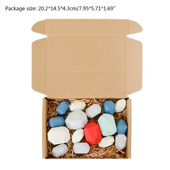 

16 Pcs Children Wooden Colored Stone Stacking Game Building Block Kid Puzzle Toy GXMB