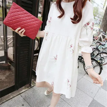 

Summer New Maternity Wear Loose Plus Size Dress Fashion Female Skirt Pregnant Women 's Clothing Printed Middle Sleeve Casual