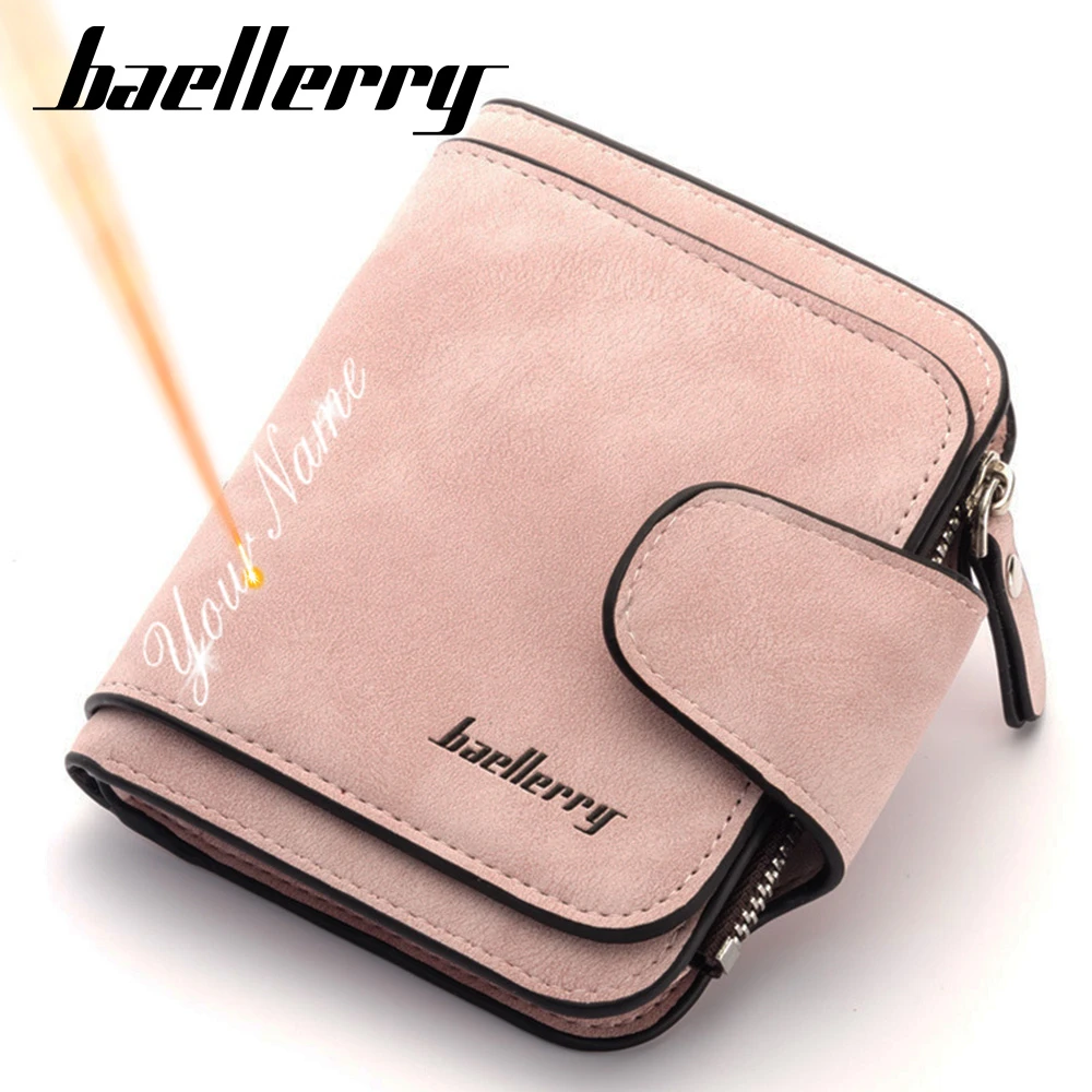 Billeteras pequeñas con grabado nombre gratis para mujer, carteras de moda con cremallera de cuero PU, de calidad, novedad de 2022|Carteras| - AliExpress
