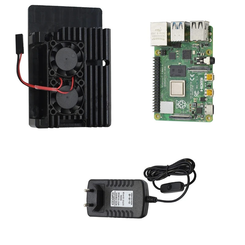 Для Raspberry Pi 4 Модель B 4G ram DIY Kit с алюминиевым ЧПУ сплав защитный чехол охлаждения двойной вентилятор 5 в 3A адаптер питания