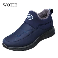 WOTTE Mens Boots Winter Keep Warm Snow Boots Fashion Plush Cotton Shoes Man Boots Driving Moccasins Quality Men Loafers Cotton 1