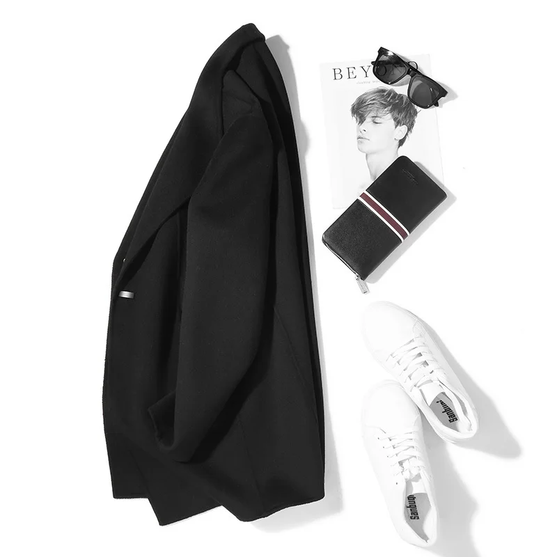 

Double-faced Wool Coat Homemade Woolen Spring Autumn Mens Coat and Jacket Long Overcoat Abrigo Hombre HS-01-1812 KJ1490