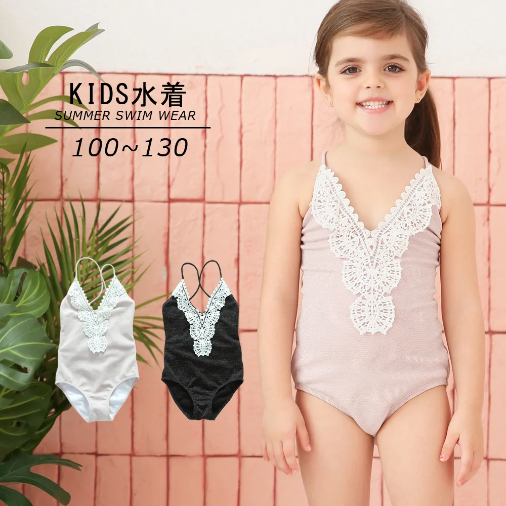 

Japanese-style 2019 New Style KID'S Swimwear Siamese Swimsuit GIRL'S Lace Edge Cute Baby Hot Springs Swimwear
