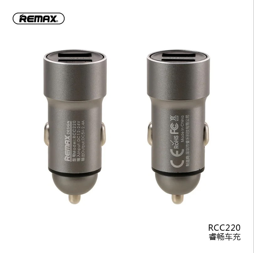 Remax металлический 2.4A 2 Переходник USB для зарядки в машине Daul USB зарядное устройство для iPhone 6S 7 8x11 pro max samsung xiaomi huawei phone