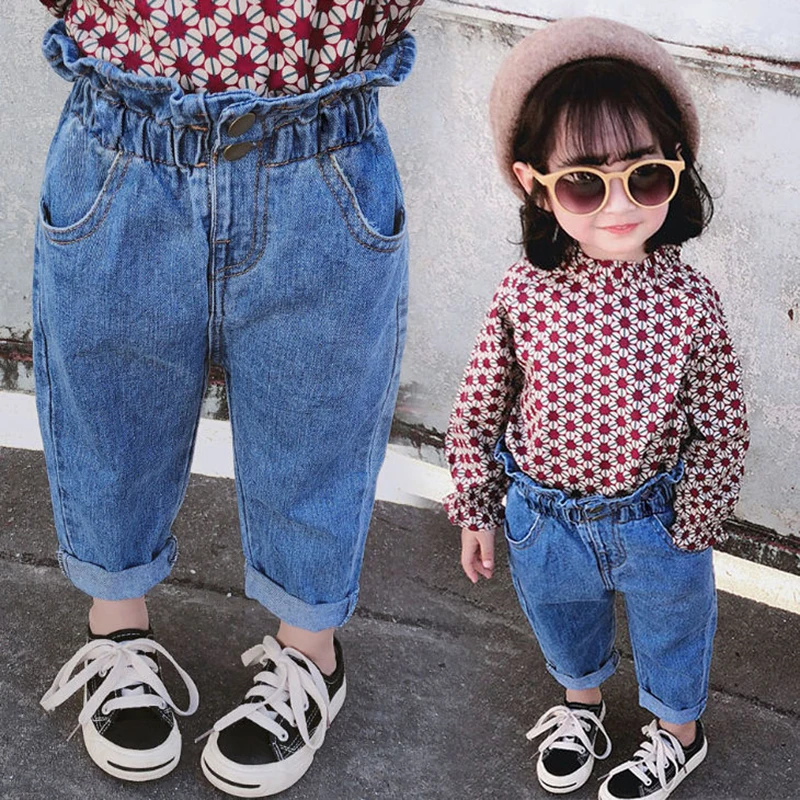 Джинсы для девочек; детская осенне-зимняя одежда; брюки; детские джинсовые штаны для маленьких девочек; джинсы на пуговицах для малышей; 80-140