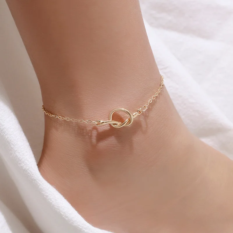 Women Anklet Creative Tie A Knot Anklets Ladies Round Jewellery Couples Hand Made Fashion Trendy Silver Color Alloy Pulseras Women Anklet Creative Tie A Knot Anklets Ladies Round Jewellery Couples Hand Made Fashion Trendy Silver Color Alloy Pulseras