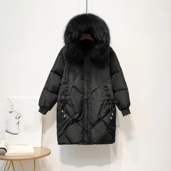 

Winter Coat Women Parka 90% White Duck Down Jacket Women Puffer Jacket Fox Fur Collar Down Coat Warm Casaco 1933 YY1420