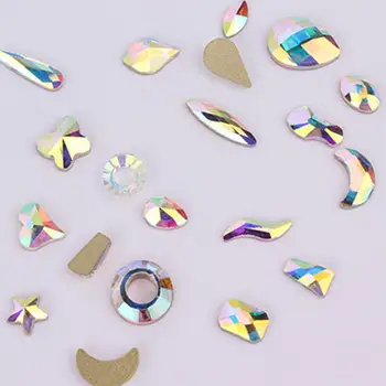 

50Pcs/Pack Nail Art Rhinestones Flat Shaped Elongated For 3D Glass Stones Colorful Decoration Nails Teardrop Rectangle Flam R1R9