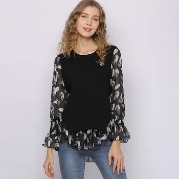 

Women Blouses 2020 Fashion Long Sleeve O-neck Office Shirt Leisure Blouse Shirt Casual Tops Plus Size Blusas Femininas D20620