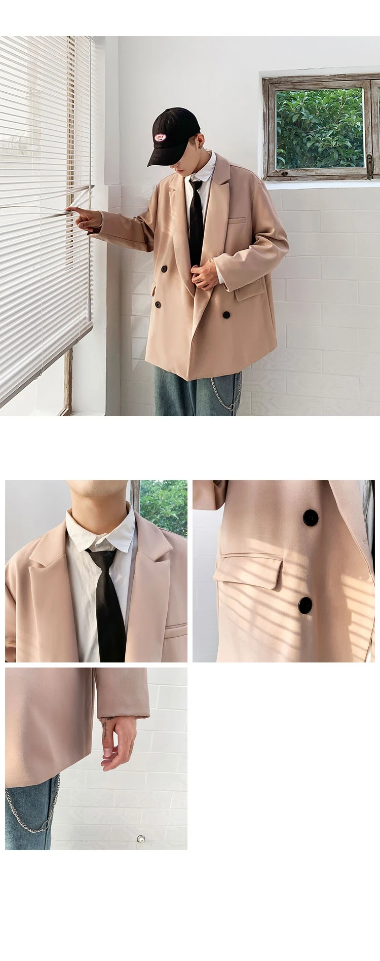 Korean New Men Blazer Black Oversized Blazer Masculino Casual Student Men Blazer hombre