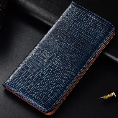 Dark Blue Высококачественный чехол из натуральной кожи с рисунком ящерицы, держатель для карт, для Xiaomi Redmi Note 8 Pro/Redmi Note 8, Магнитный чехол для телефона, funda - Цвет: Dark Blue