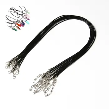 

10pcs Braided Adjustable Black Leather Rope Wax Cord DIY Handmade Necklace Pendant Lobster Clasp String Cord For Jewelry Chains