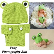 Bonnet tricoté à la main pour nouveau né de 0 à 6 mois, motif grenouille, costume de photographie pour bébé
