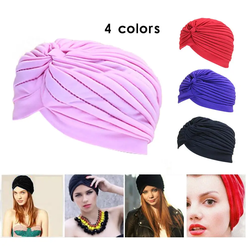 Swimming Cap Elastic Nylon Turban Pool Bathing Hats For Outdoor Sports Yoga Elastic Polyeste Indian Turban Head Scarf