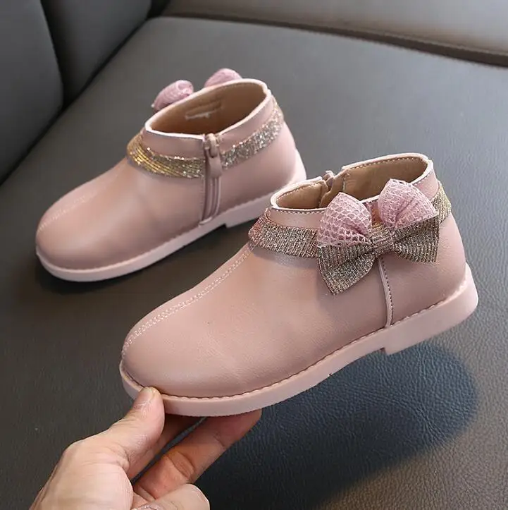 pink Weoneit/малышей обувь для девочек из искусственной кожи галстук бабочка туфли принцессы для маленьких девочек в розовом цвете обувь для вечеринок, бежевые детская обувь для детей От 1 до 6 лет - Цвет: pink