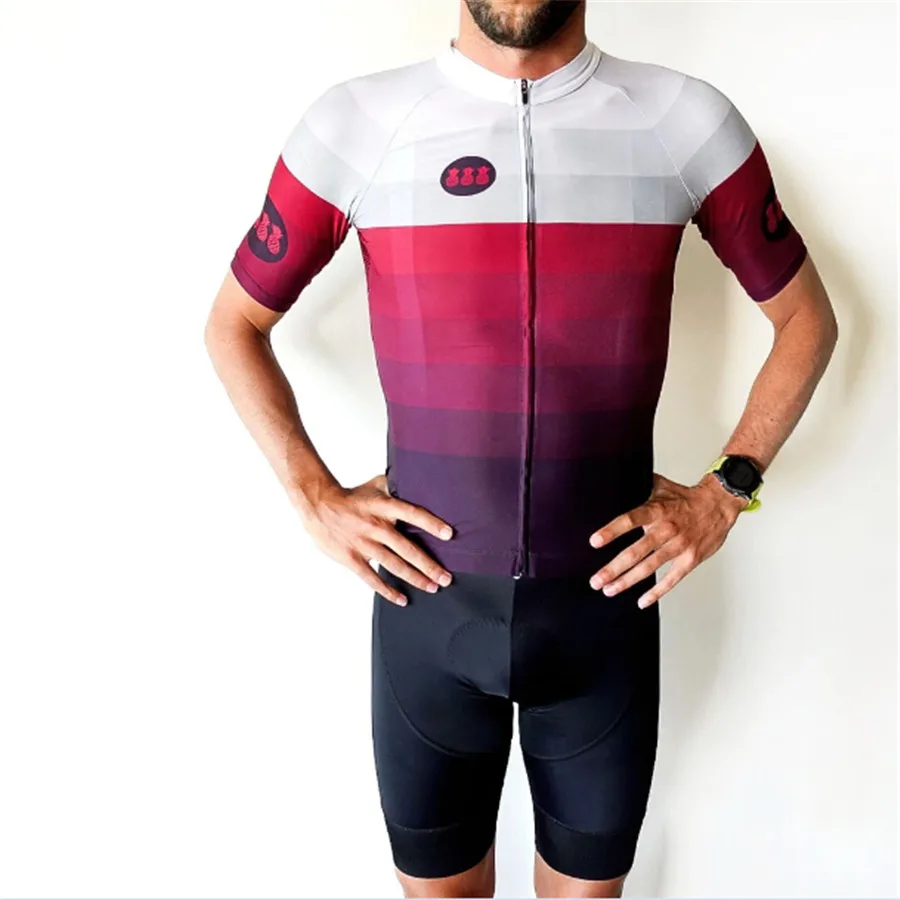 2 Trespinas Велоспорт Джерси набор короткий рукав Skinsuit мужские Триатлон велосипед дорожный Спорт Одежда бег костюм, лыжный костюм, купальник - Color: 2