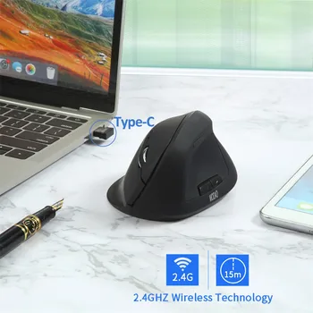 

Type-C OR USB Vertical Wireless Mouse Ergonomic 2.4G USB Wireless Mouse For Notebook For Macbook Programming 9-button Mouse
