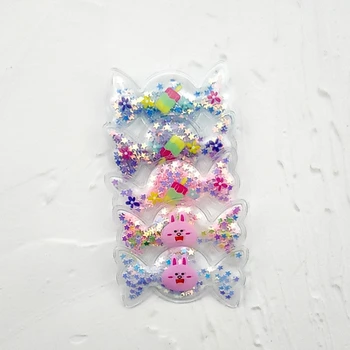 

10pcs/lot 5*2.5cm Transparent candy shape with shiny star Flowing Appliques for Children DIY Hair Clip Accessories
