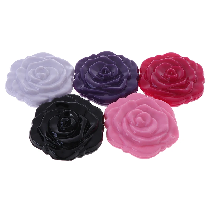 Portable Girls Pocket Mirror Double Side Make Up Mirror Women For Gift Mini Rose Flower Mirror Black Folding Round Mirror