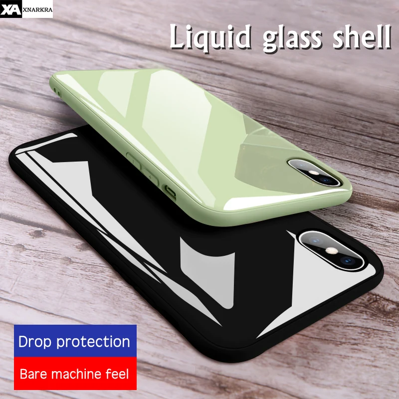 

Candy Colors Glass Phone Case For iPhone XS MAX XR X Luxury Mirror Glossy Silicone Solid Color Cover For iPhone X 7 8 Plus