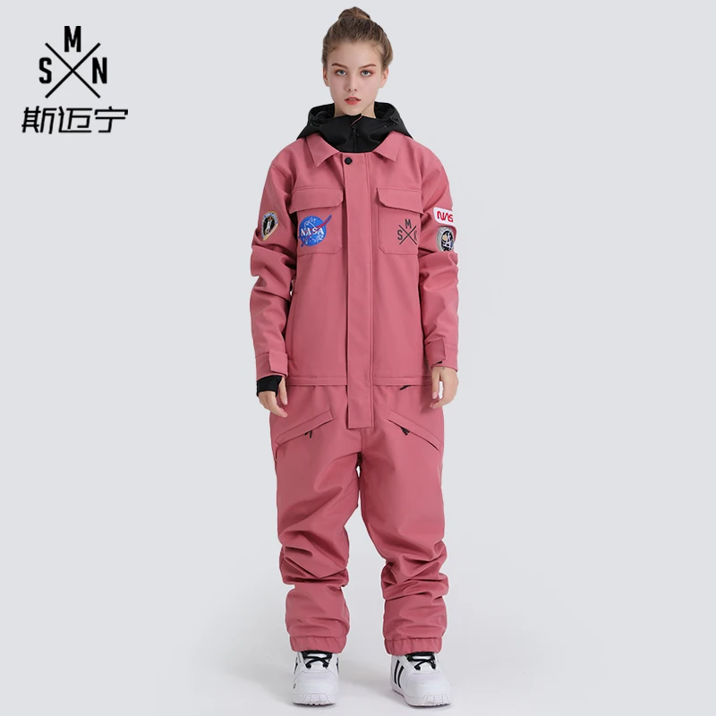women red Зимний односекционный цельный лыжный костюм куртка для сноуборда зимняя водонепроницаемая Теплая Лыжная Куртка Лыжный жилет комбинезон homme - Цвет: women red