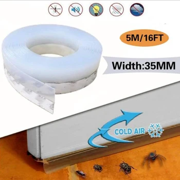 

1* Sealing Weatherstrip Door Bottom Seal Draught Excluder 5M Tape Adhesive Weather Stripping Clear New