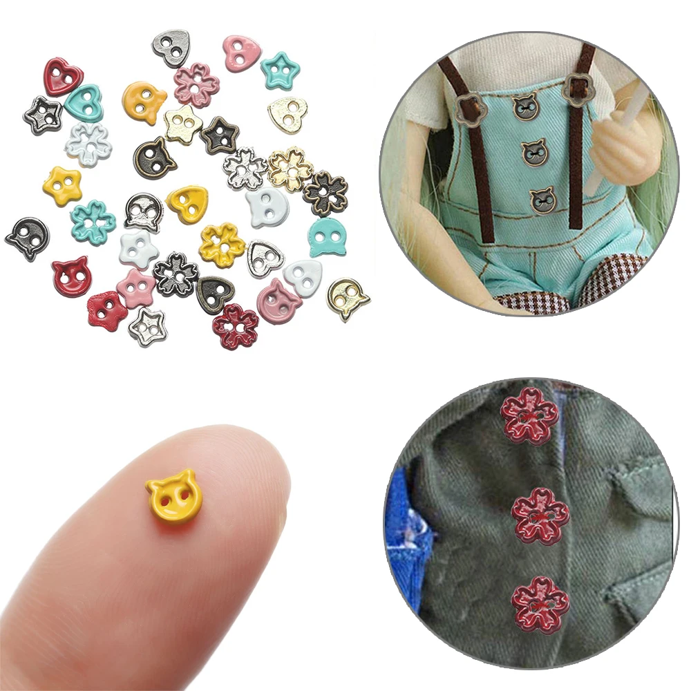 20PcsHandmadeDollClothesBuckles4mmMiniCartoonButtonsMetal