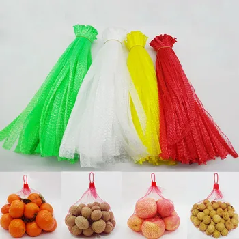 

50PCS 35CM Plastic Nylon Mesh Net Bags for Vegetable Fruit Egg Nuts Toys Storage Weave Packaging Organizer with Plastic Buckles
